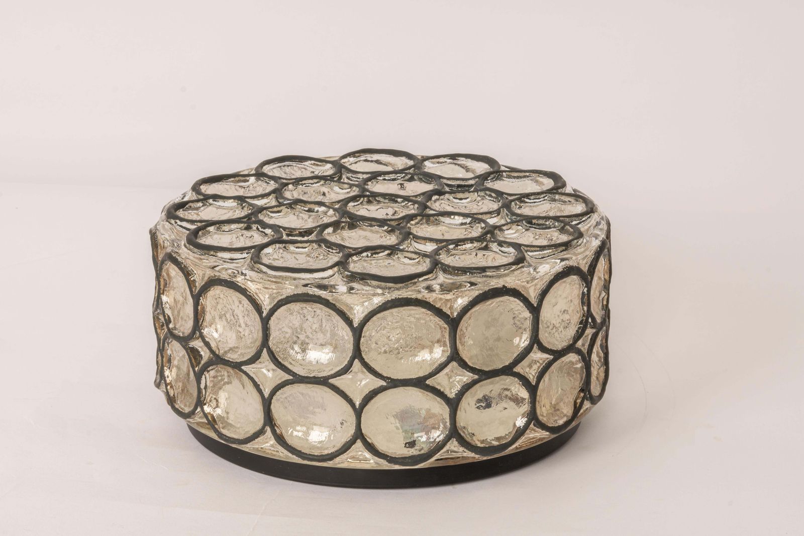 973.0 1 Of 2 Iron And Clear Glass Ceiling Light By Limburg, Germany, 1960s photo