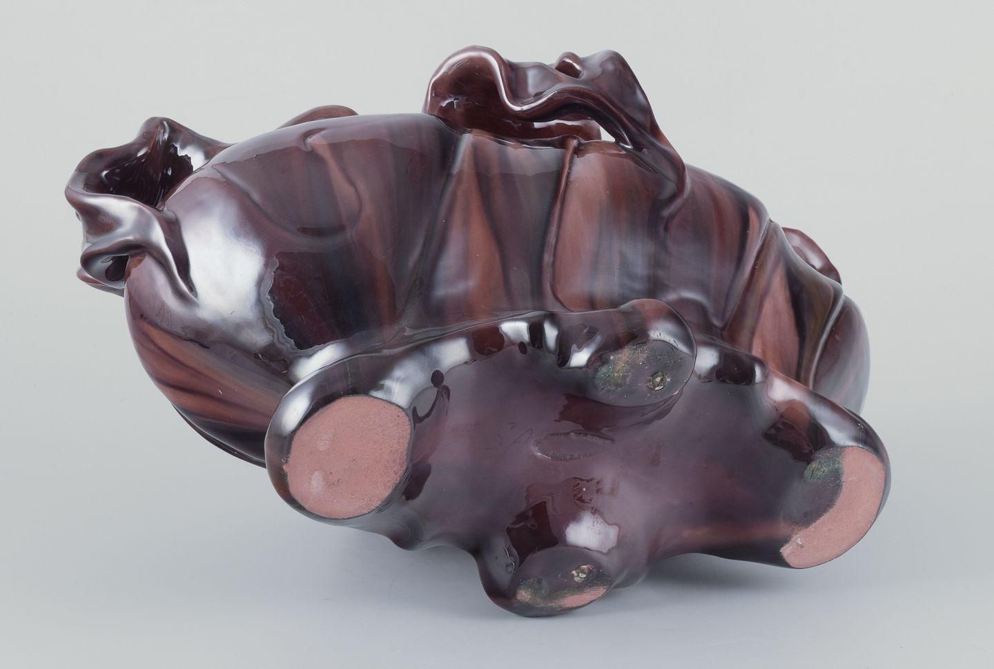 Jérôme Massier For Vallauris. Large Art Nouveau Jardiniere In Earthenware photo vinterior