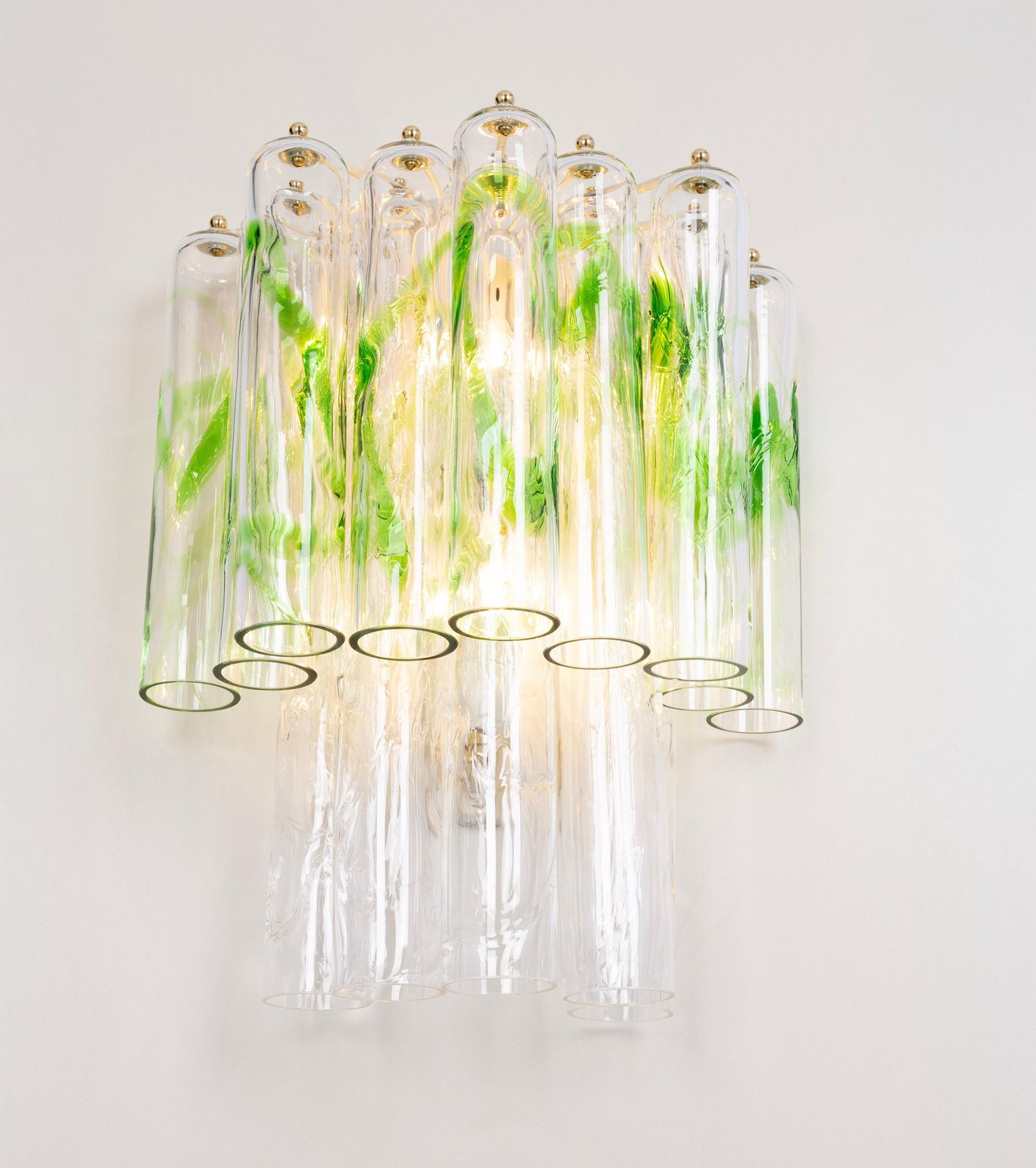 Pair Of Large Green Murano Glass Wall Lamps By Mazzega, Italy, 1970s photo furniture