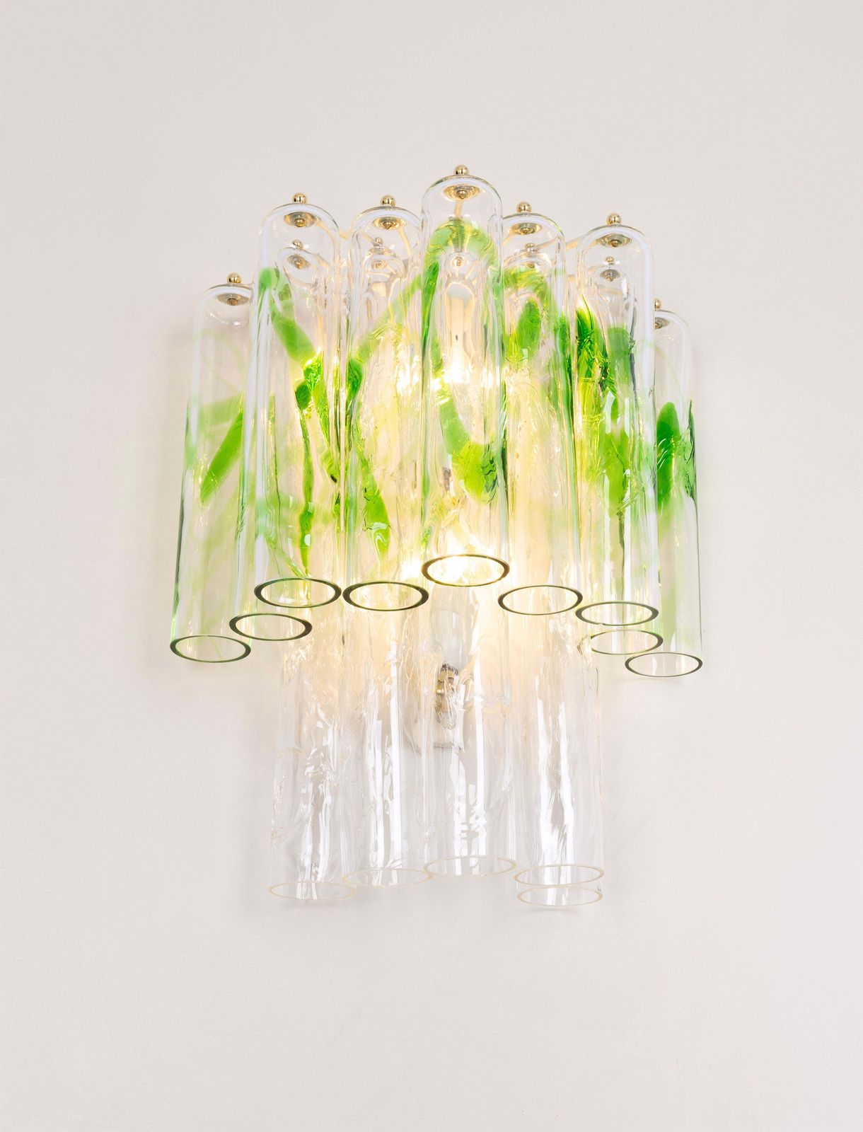 Pair Of Large Green Murano Glass Wall Lamps By Mazzega, Italy, 1970s photo 2828.0