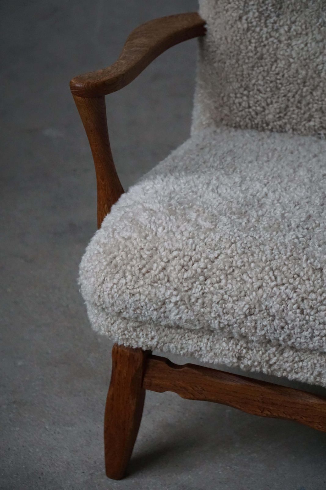 3433.0 Viggo Boesen, Highback Chair In Oak & Shearling Lambswool, Danish Modern, 1950s photo