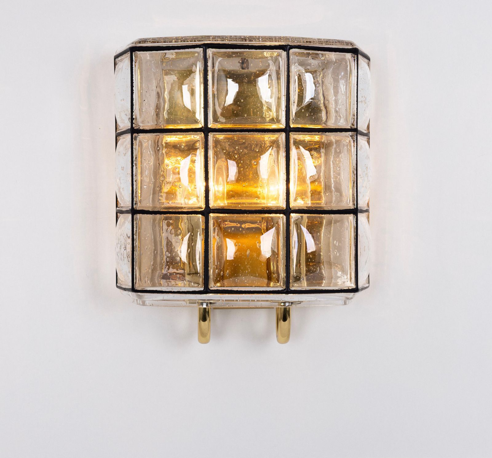 Pair Of Wall Lights Sconces Iron Glass By Limburg, Germany, 1960s photo vinterior