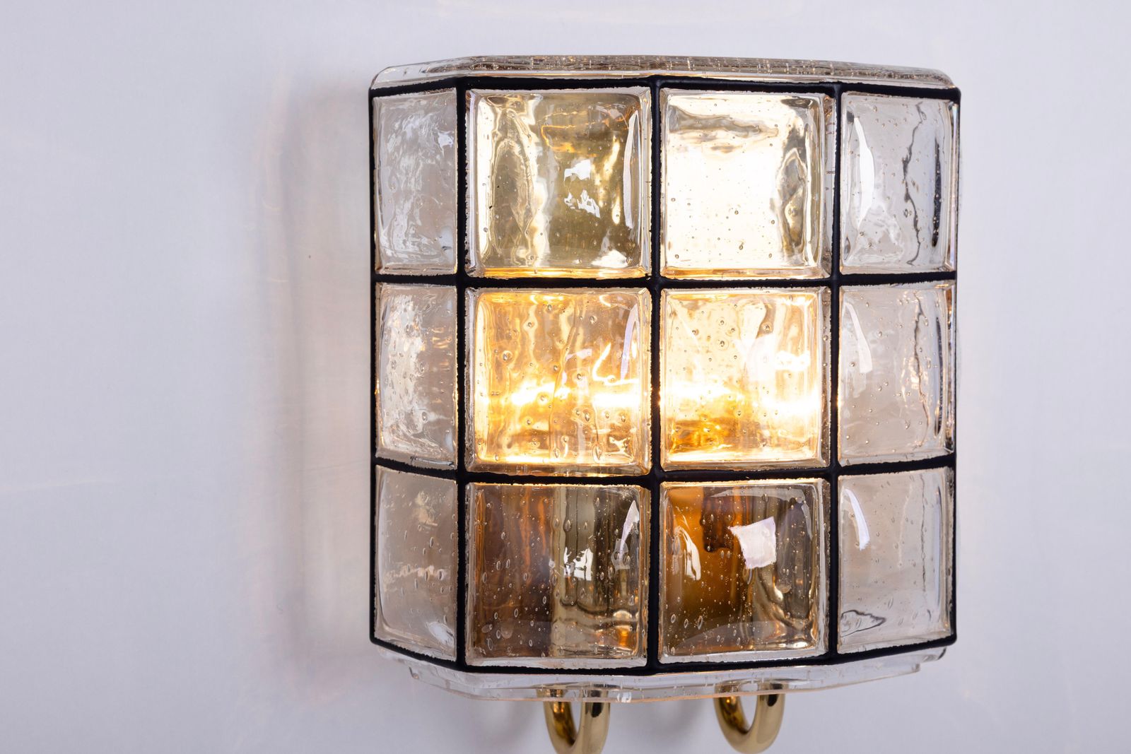 Pair Of Wall Lights Sconces Iron Glass By Limburg, Germany, 1960s photo buy