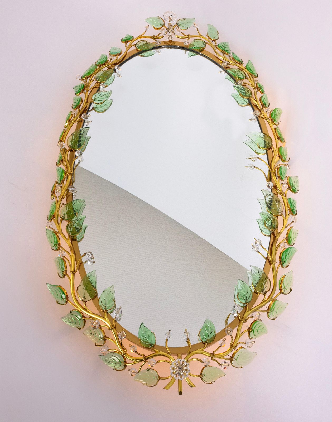 Spectacular Backlit Mirror Brass And Crystal Glass By Palwa, Germany photo buy
