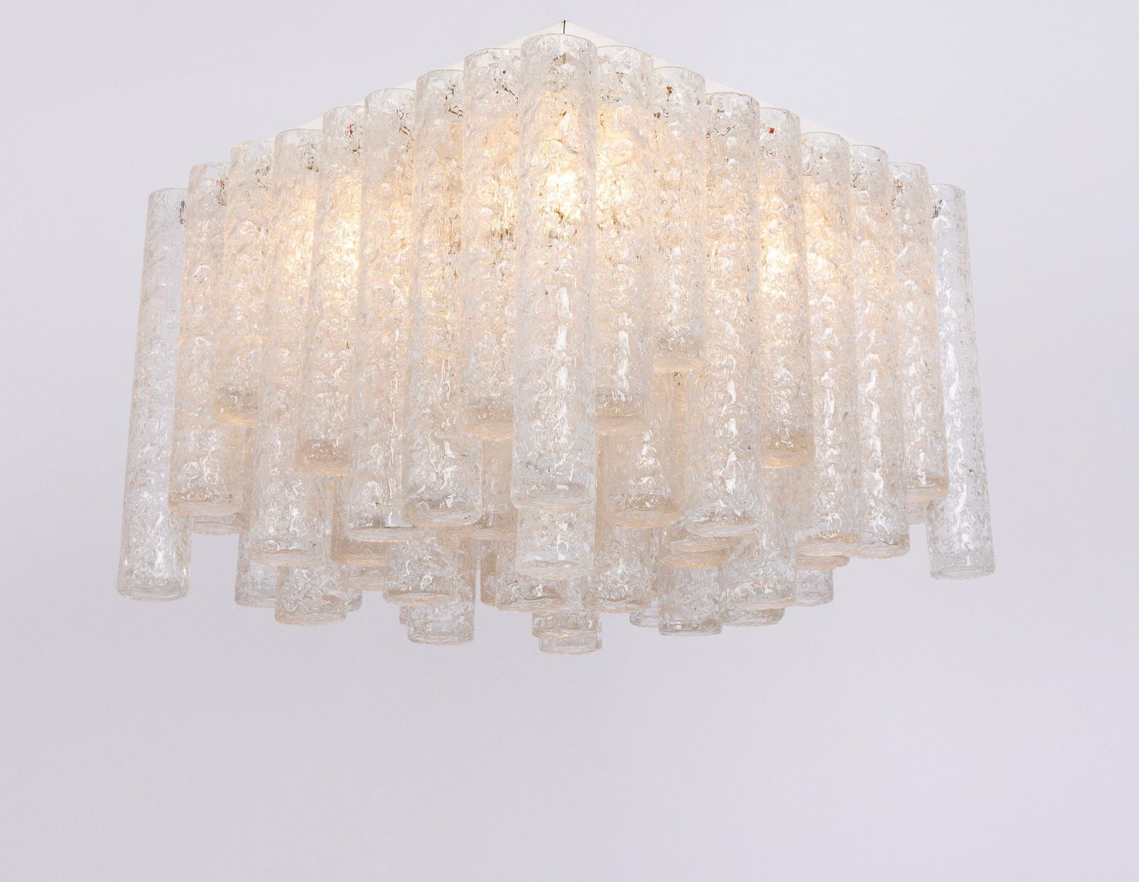 1 Of 6 Stunning Murano Ice Glass Tubes Flushmount By Doria, Germany, 1960s photo 1281.0