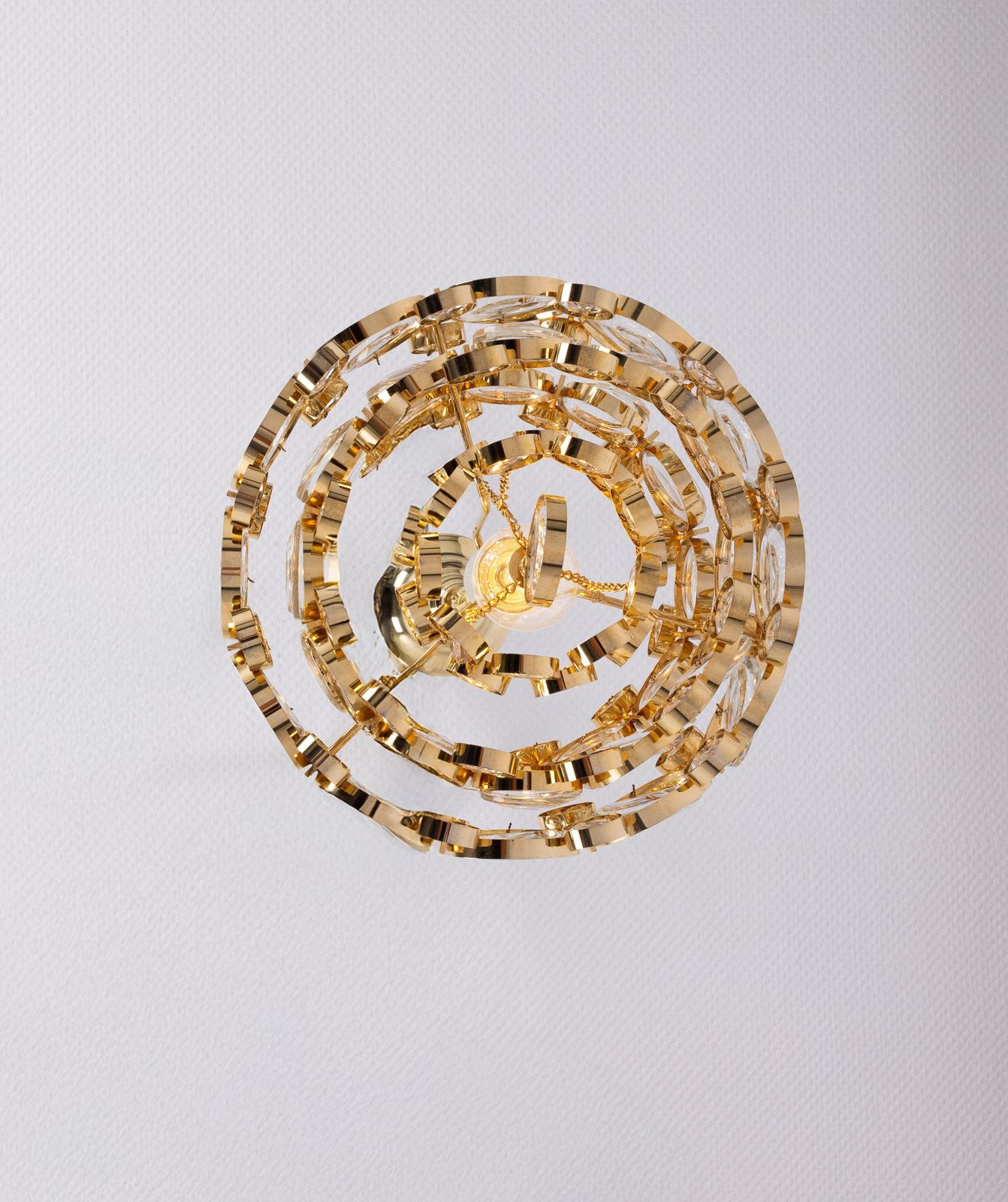1 Of 3 Petite Gilt Brass Chandelier, Sciolari Style By Palwa, Germany, 1970s photo vinterior