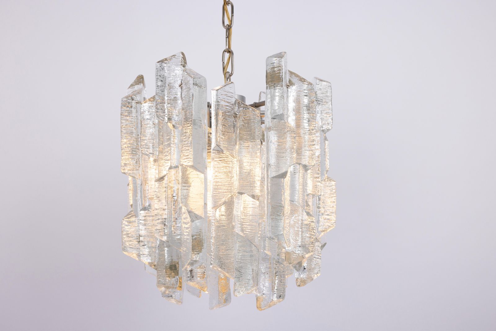 Lighting 1 Of 8 Rare Murano Ice Glass Chandelier Prisma, By Kalmar, Austria, 1970s photo