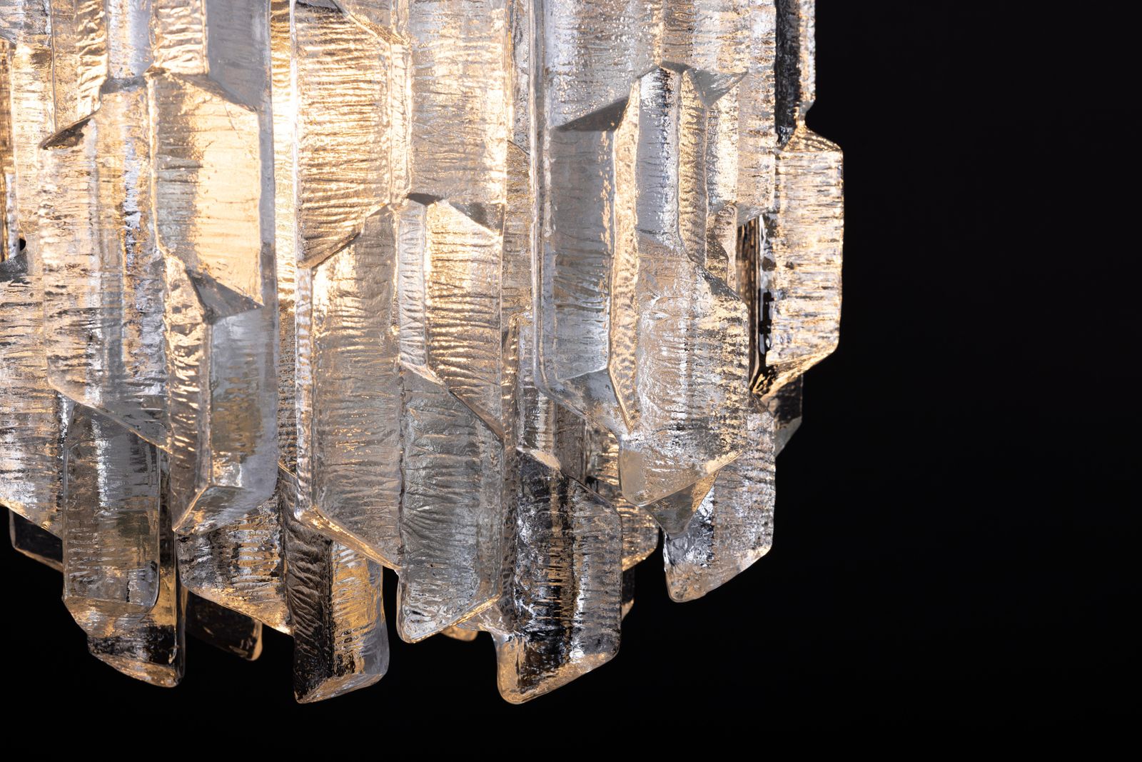 photo vintage 1 Of 8 Rare Murano Ice Glass Chandelier Prisma, By Kalmar, Austria, 1970s