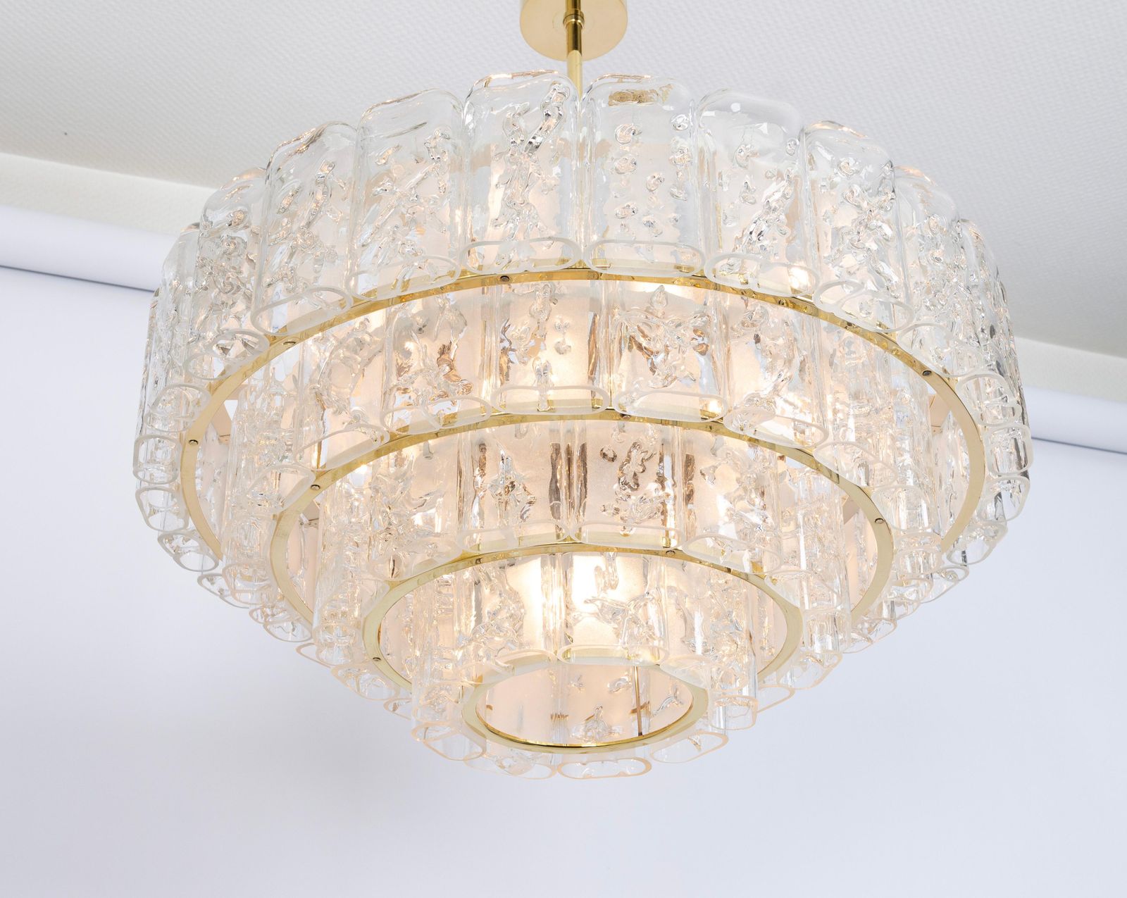 Large Doria Ice Glass Tubes Chandelier, Germany, 1960s photo buy