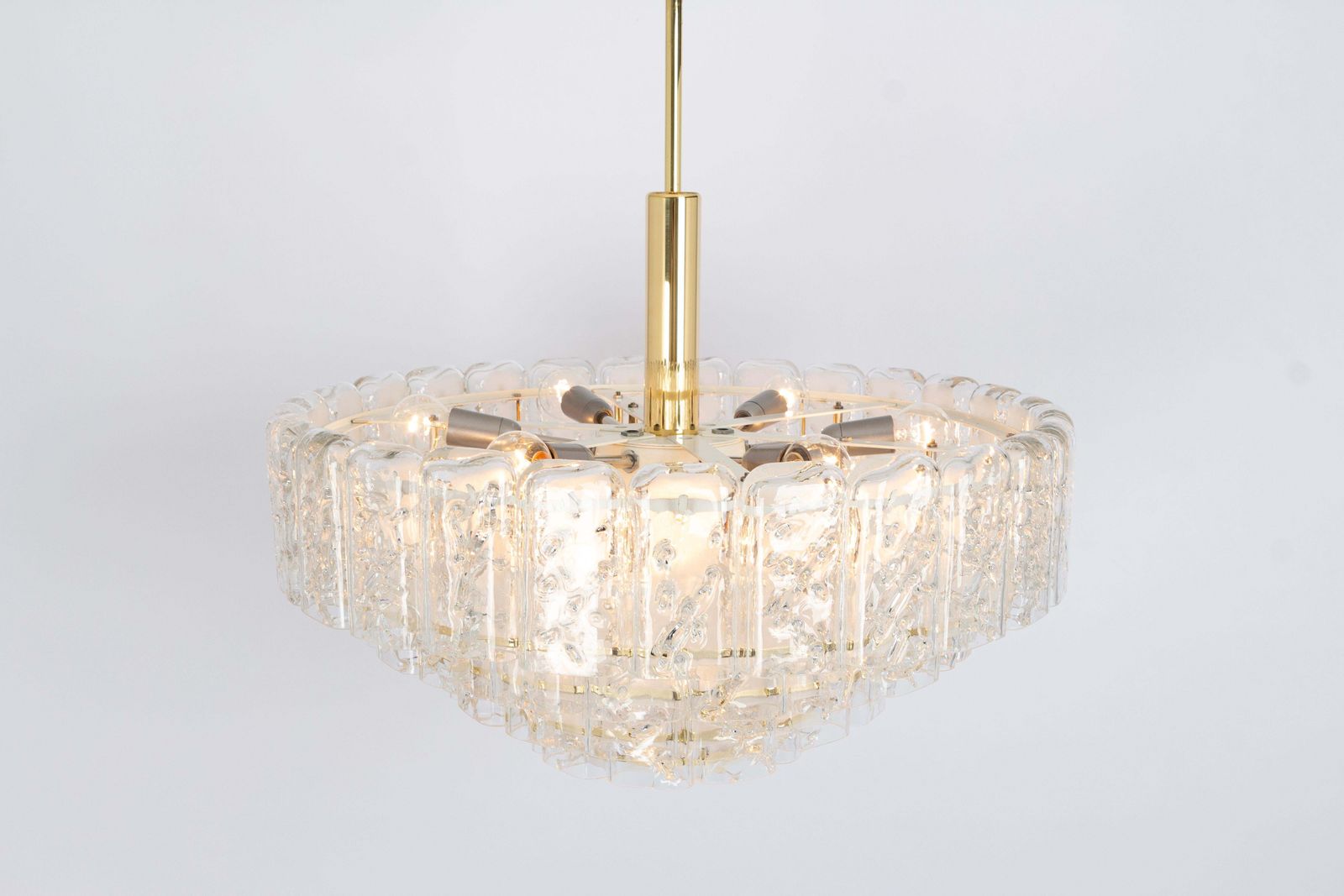 photo for sale Large Doria Ice Glass Tubes Chandelier, Germany, 1960s