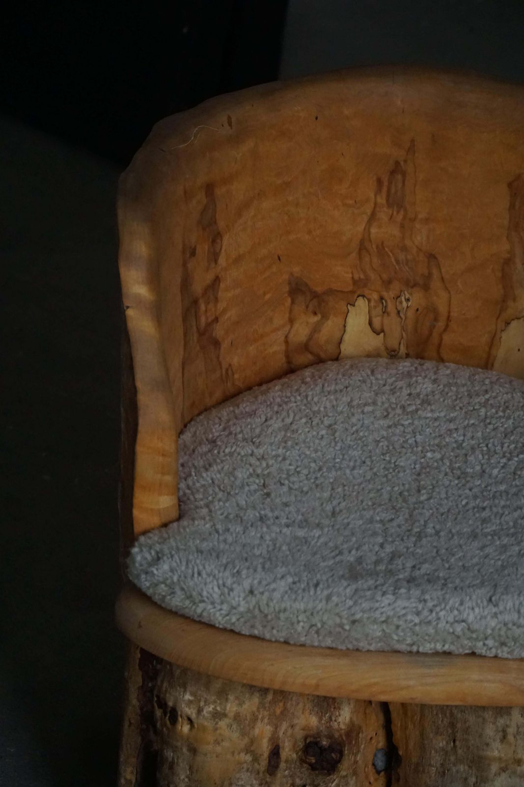 Brutalist Stump Chair In Solid Wood & Lambswool Seat, Swedish Mid Century, 1960s photo buy