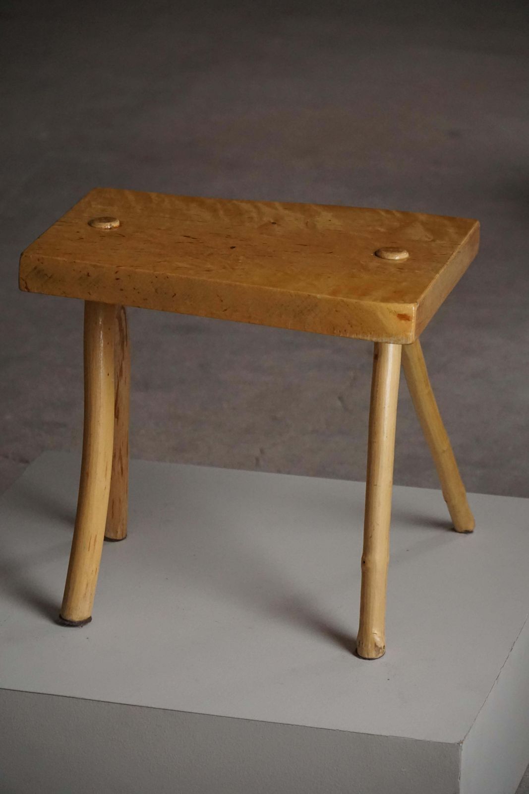 Handcrafted Wooden Wabi Sabi Stool In Birch, Scandinavian Modern, 1960s photo buy