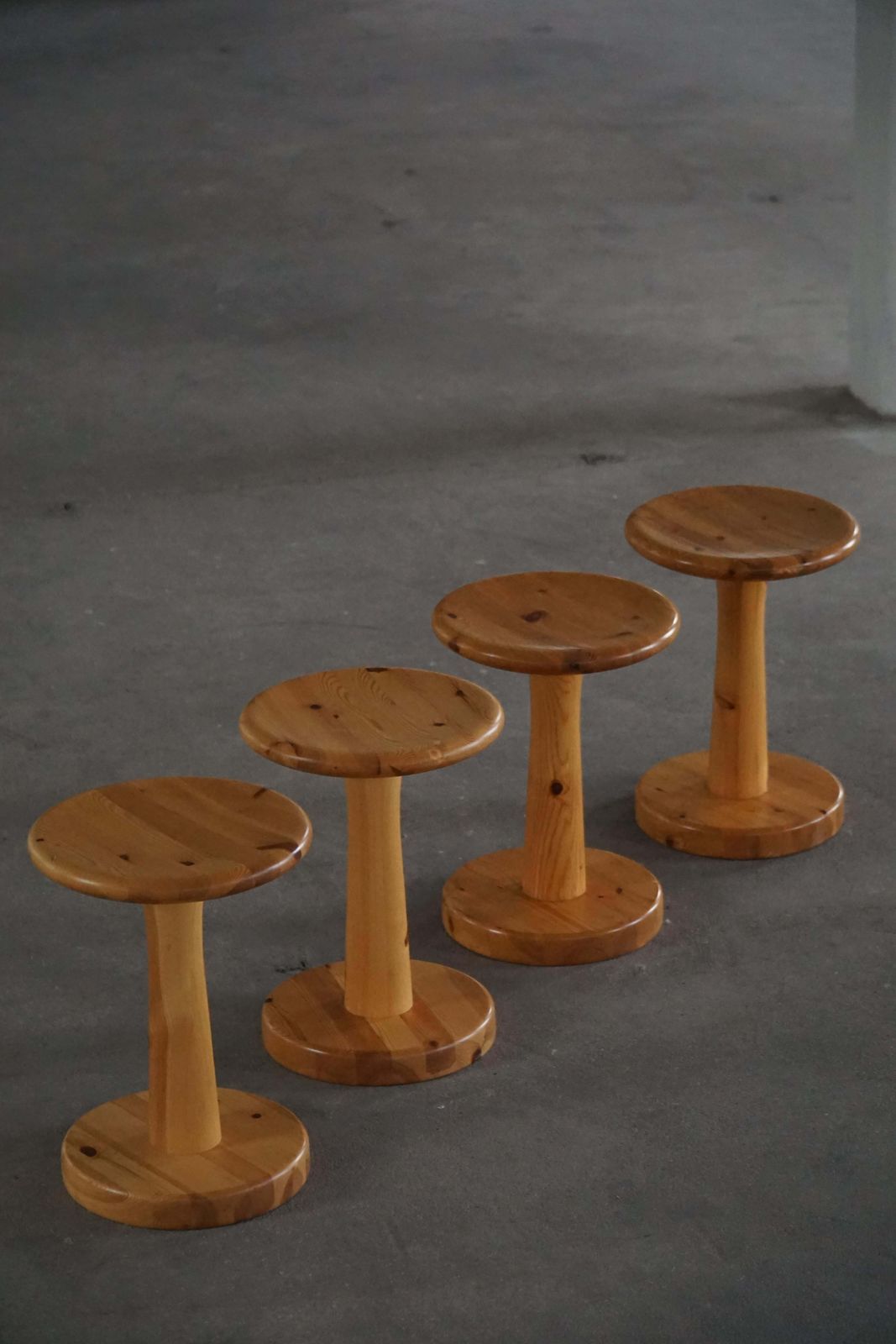 Danish Mid 20th Century, Set Of 4 Rainer Daumiller Pine Stools / Pedestals, 1970 photo furniture