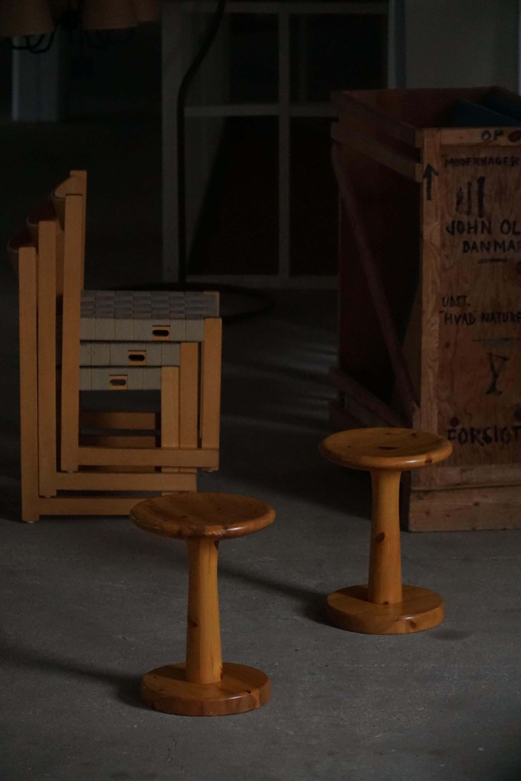 Danish Mid 20th Century, Set Of 4 Rainer Daumiller Pine Stools / Pedestals, 1970 photo for sale