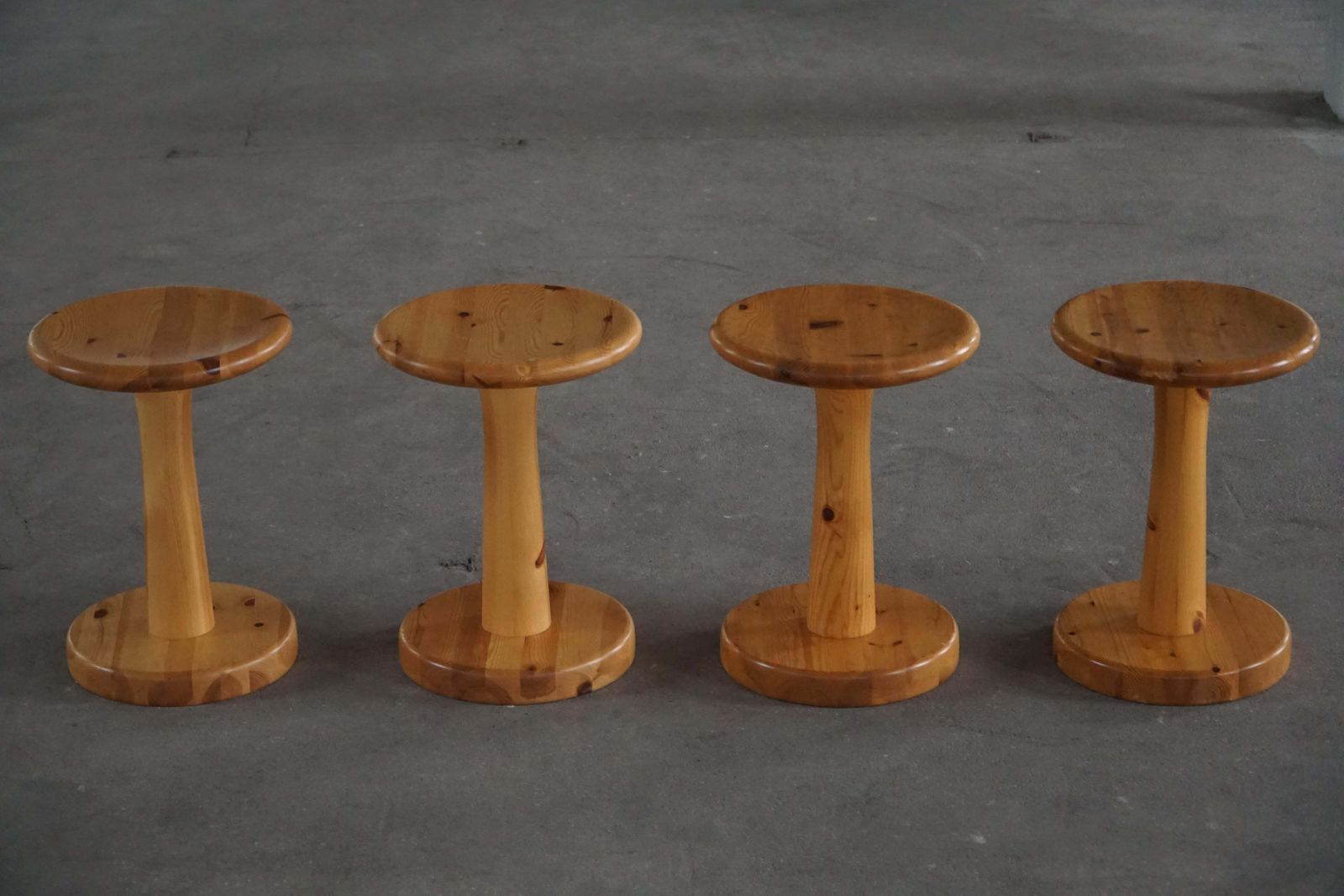 photo buy Danish Mid 20th Century, Set Of 4 Rainer Daumiller Pine Stools / Pedestals, 1970