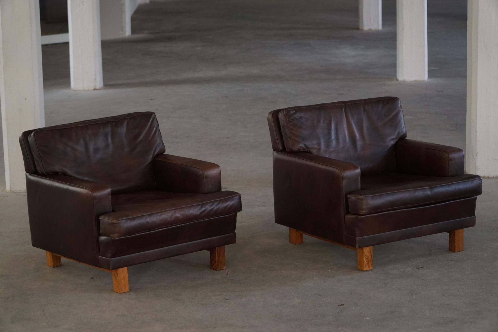 Pair Of Danish Modern Lounge Chairs In Dark Brown Leather & Rosewood, 1960s photo 2746.0