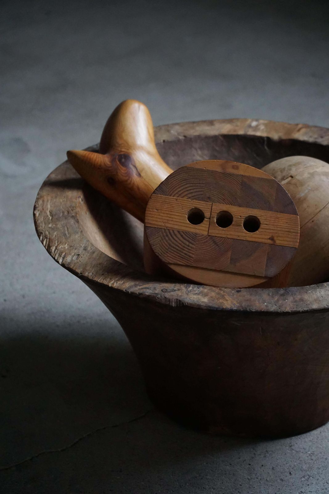 Large Hand Carved African Wooden Bowl, Mid 20th Century photo furniture