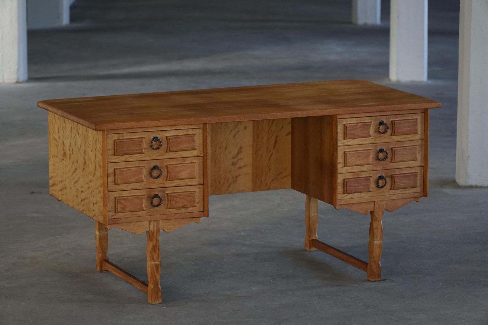 Mid 20th Century, Freestanding Oak Desk By Henning Kjærnulf, Denmark, 1960s photo for sale