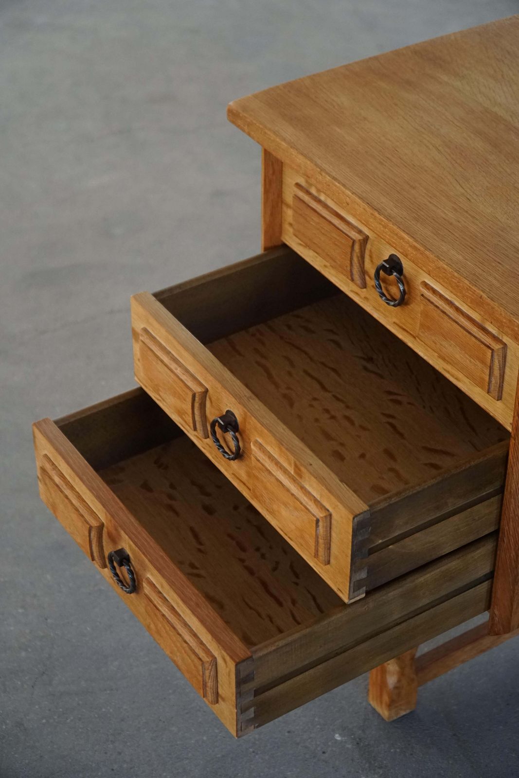 photo for sale Mid 20th Century, Freestanding Oak Desk By Henning Kjærnulf, Denmark, 1960s