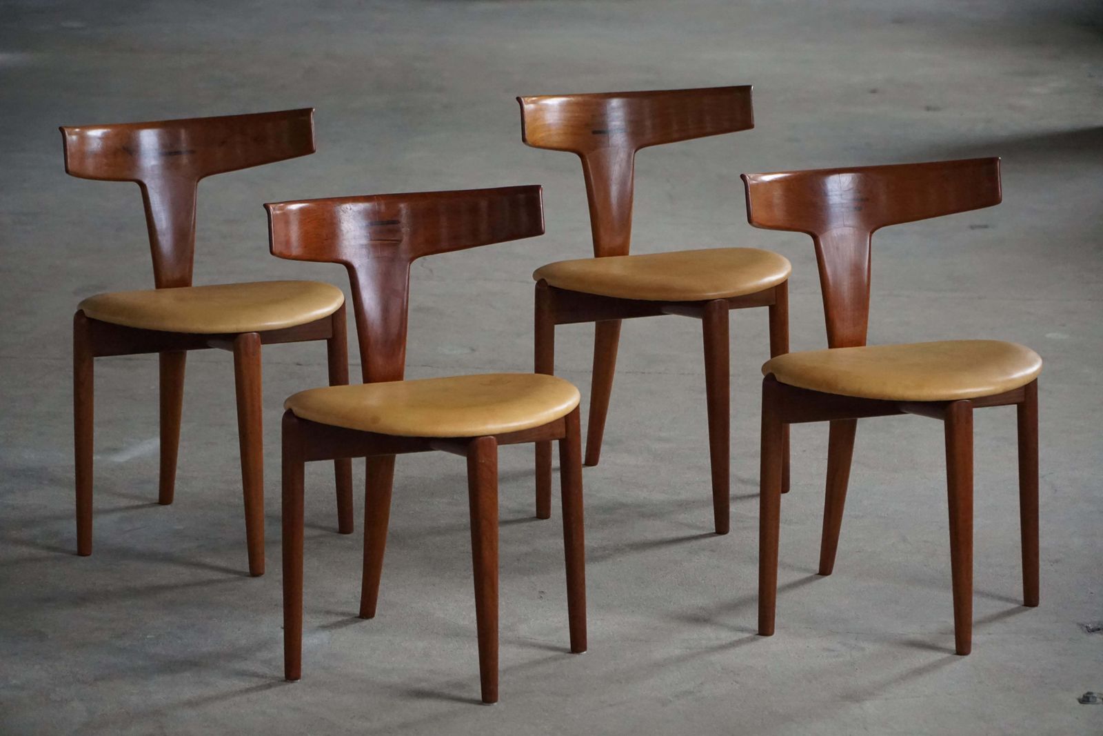 Set Of 4 “T” Chairs By Erik Andersen & Palle Pedersen, Danish Mid Century, 1950s photo for sale