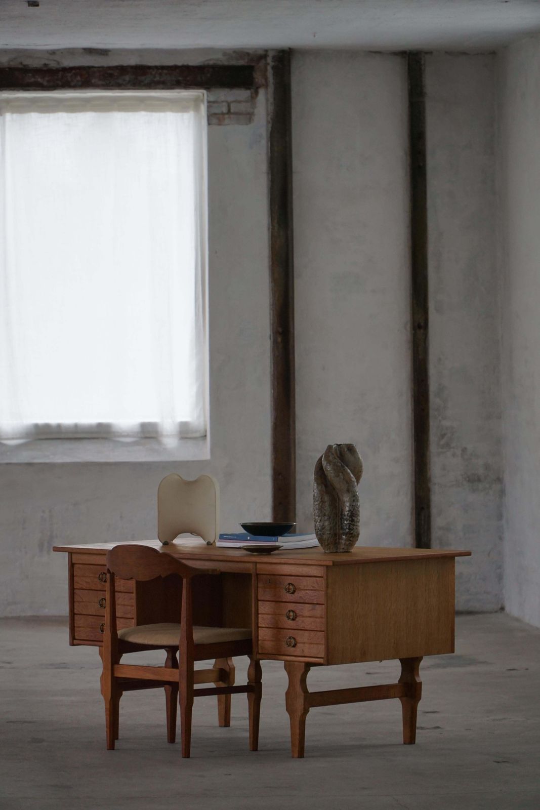 Freestanding Desk In Oak, Danish Mid Century Modern, Henning Kjærnulf, 1950s photo furniture