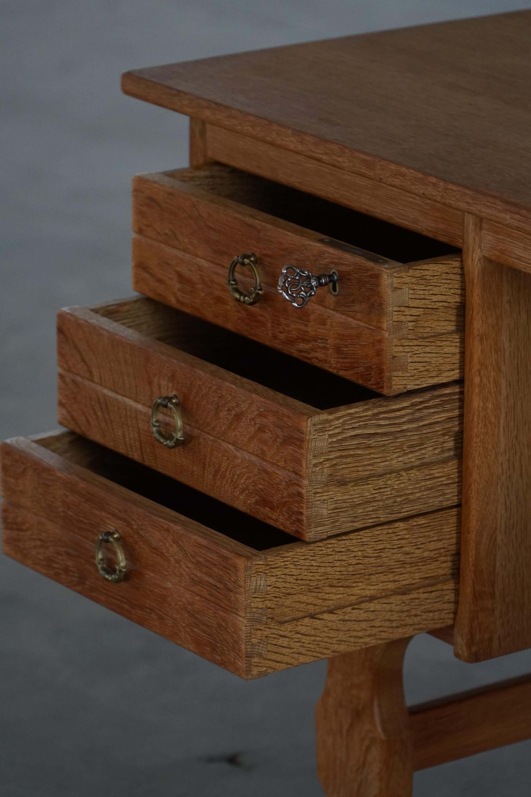 Freestanding Desk In Oak, Danish Mid Century Modern, Henning Kjærnulf, 1950s photo vinterior