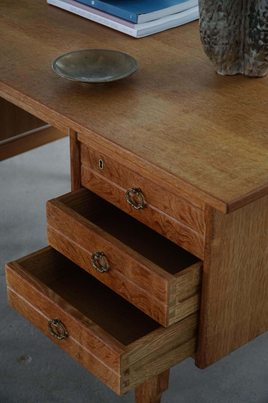 photo furniture Freestanding Desk In Oak, Danish Mid Century Modern, Henning Kjærnulf, 1950s