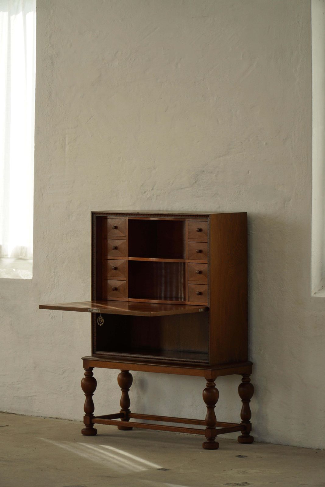 Danish Modern, Unique Handcrafted Oak Secretary Cabinet, Mid 20th Century photo furniture