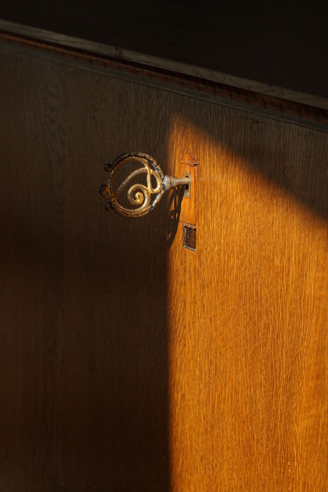 photo vinterior Danish Modern, Unique Handcrafted Oak Secretary Cabinet, Mid 20th Century