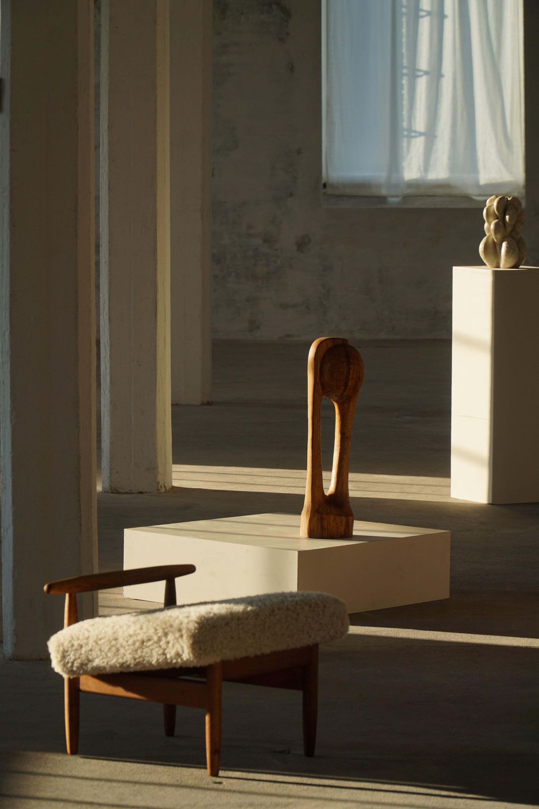 Wooden Sculpture "Den Eftertænksomme" By Ole Wettergren, Denmark, 1980s photo vinterior