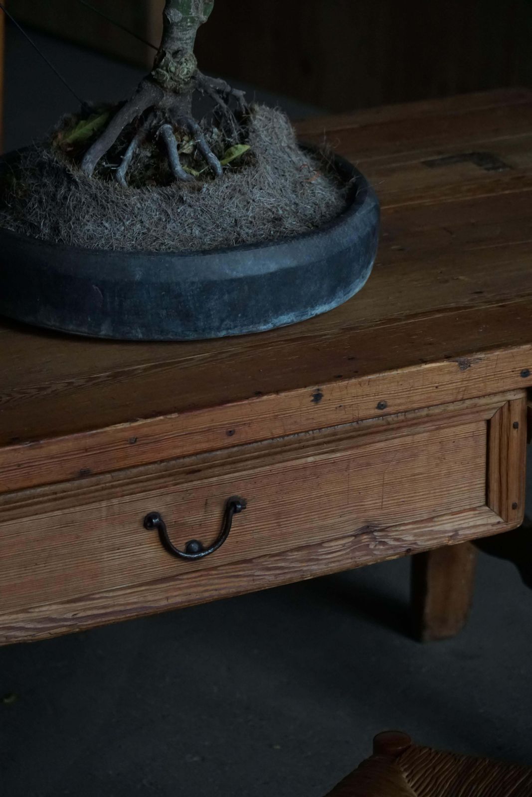 2438.0 18th Century French Primitive Pine Dining Table / Desk With A Drawer photo