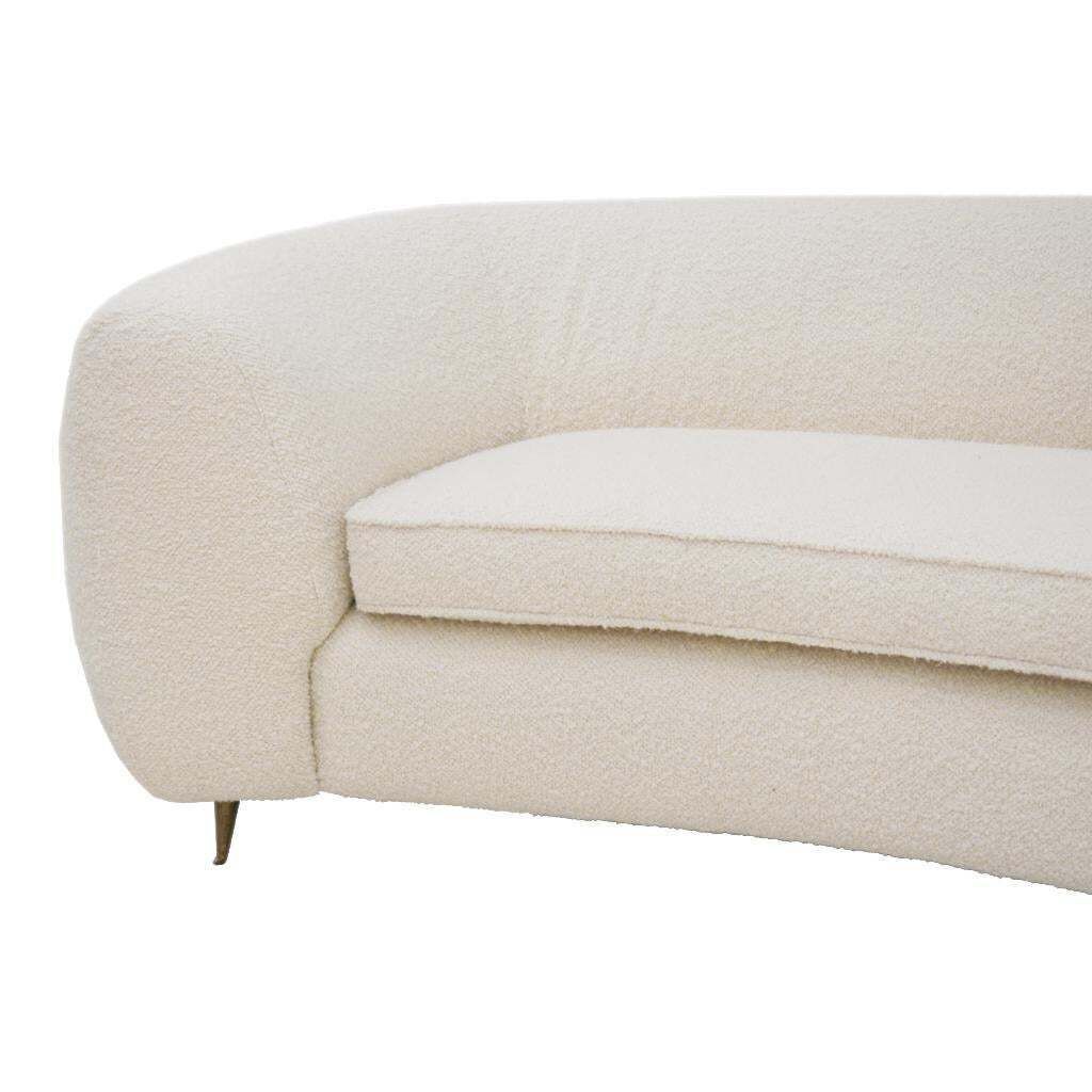 Curved Four Seat Italian Sofas With Brass Legs And Ivory Bouclé, Set Of Two photo 17057.0