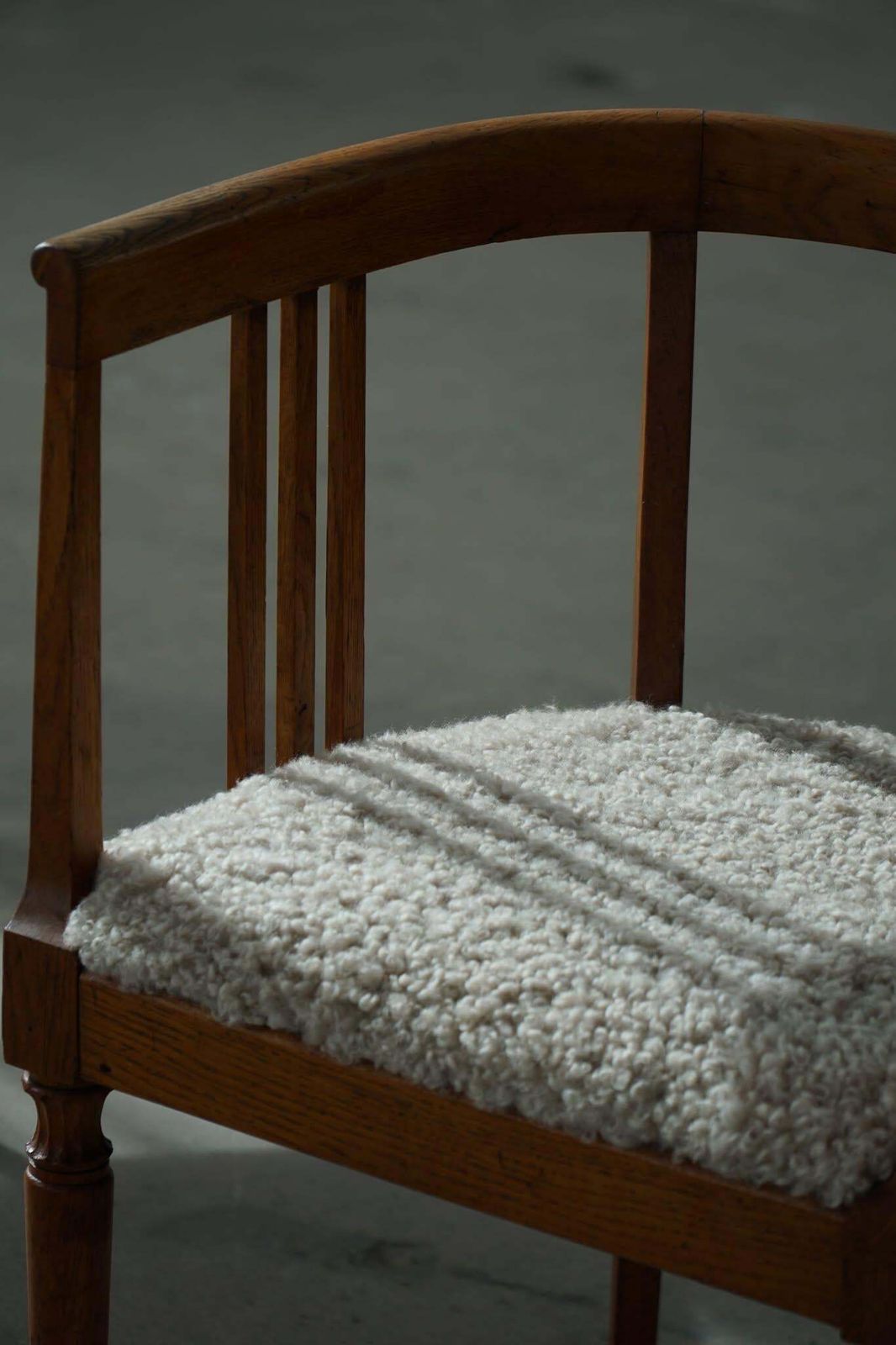 photo furniture Danish Art Nouveau Armchair In Oak With Lambswool Upholstered Seat, Early 1900s