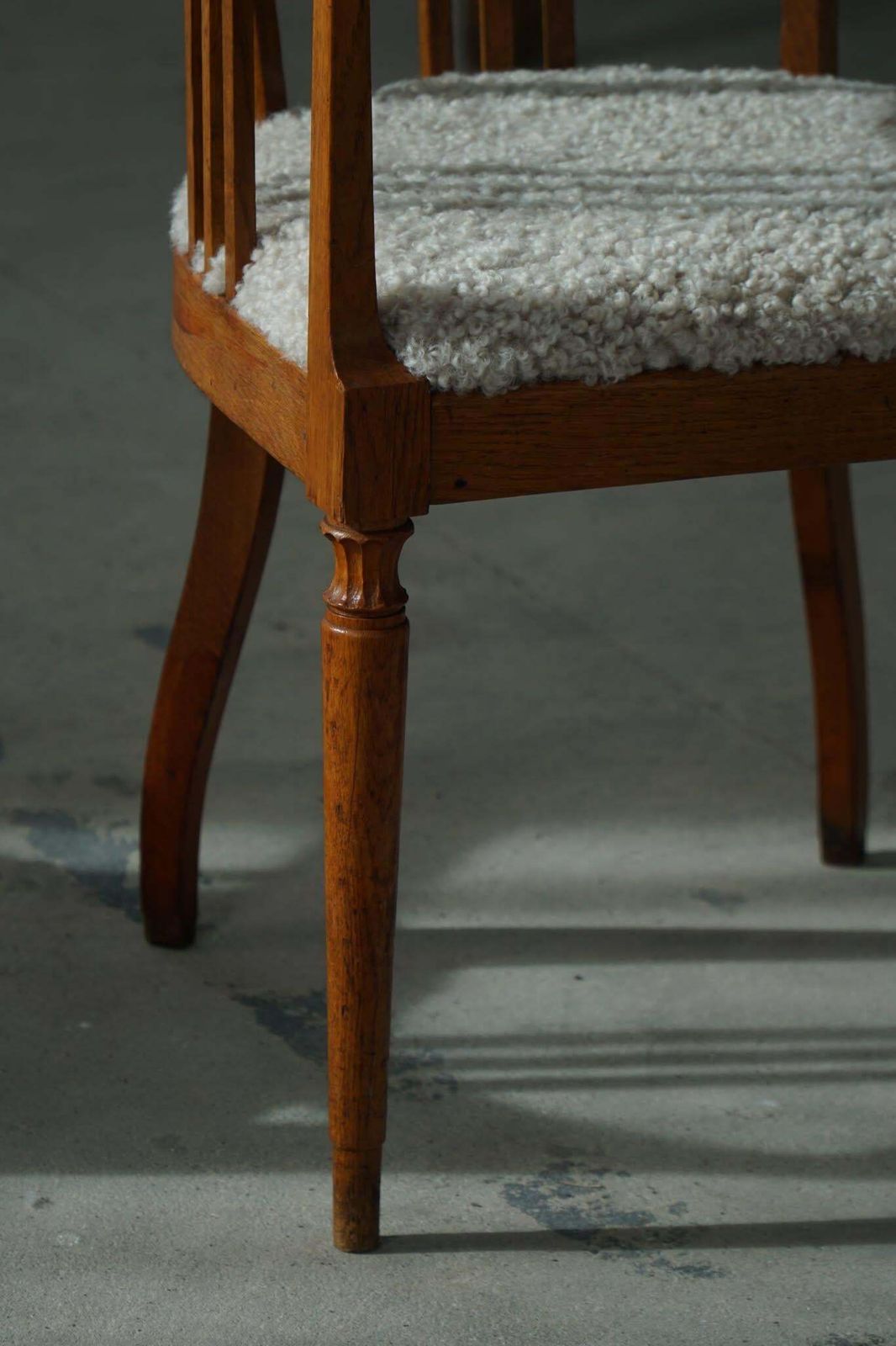 2195.0 Danish Art Nouveau Armchair In Oak With Lambswool Upholstered Seat, Early 1900s photo