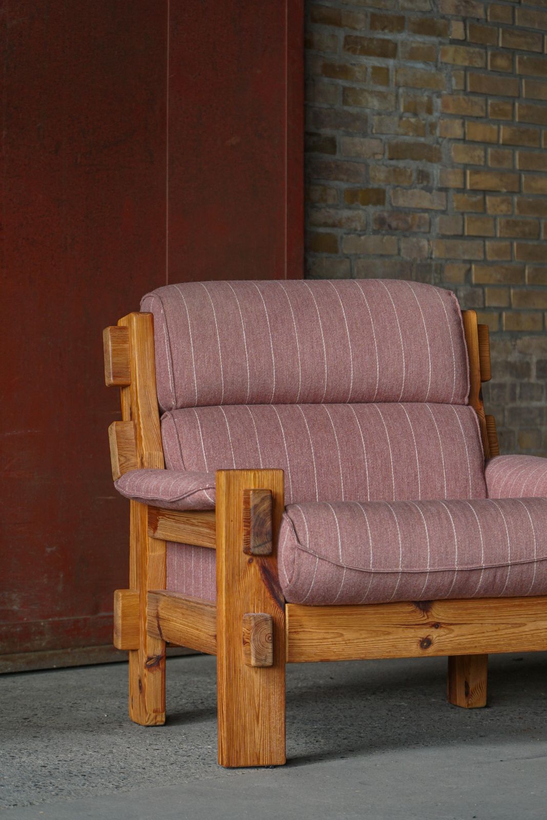 photo for sale Danish Modern, A Pair Of Lounge Chairs In Pine & Wool By Christian IV, 1970s