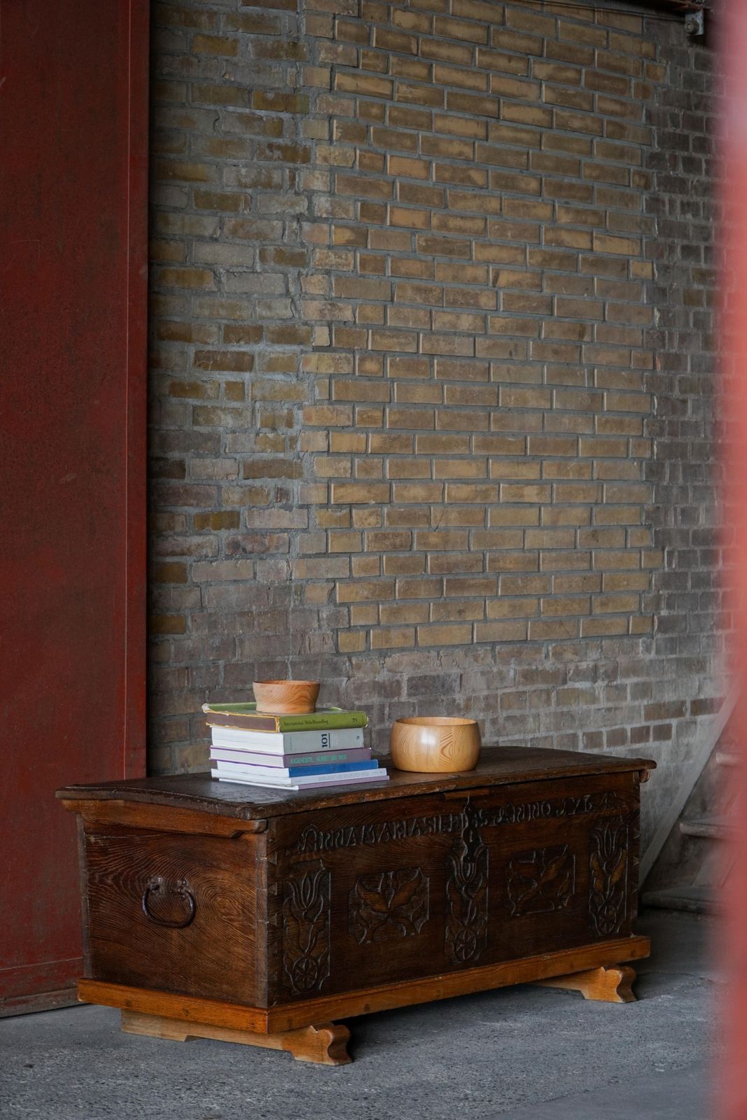18th Century Scandinavian Folk Art Oak Chest With Carved Panels, Dated 1764 photo for sale