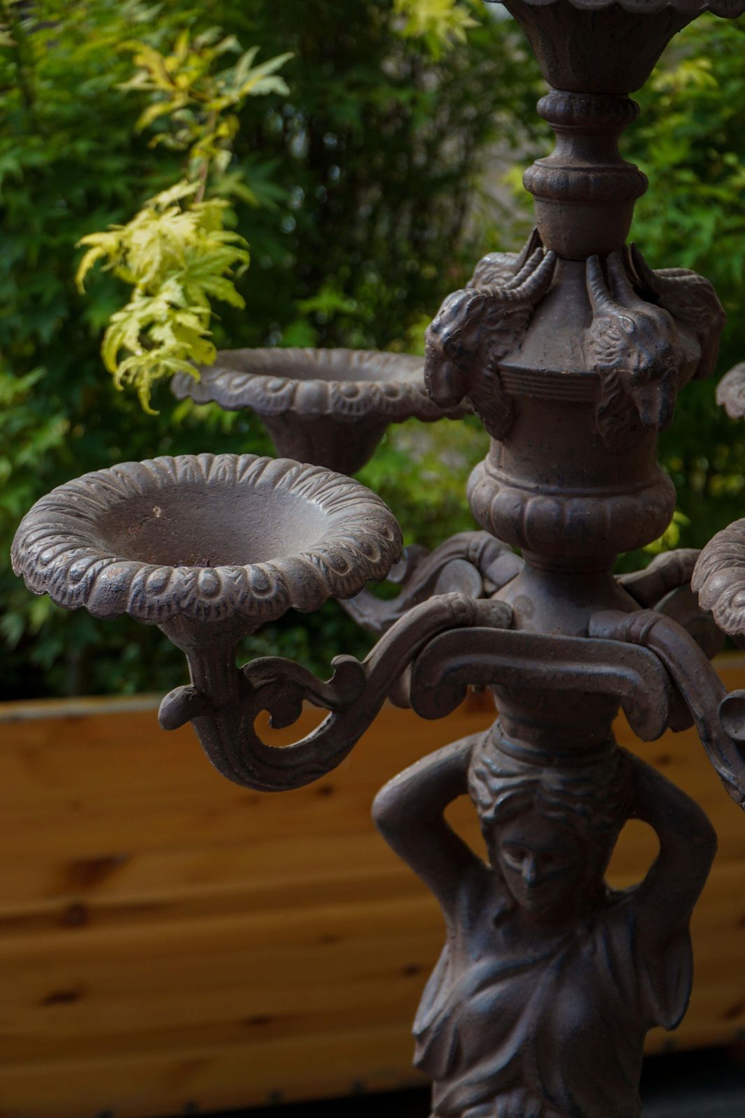 1814.0 19th Century, Cast Iron Outdoor Candelabra Sculpture, Five Holders, France photo