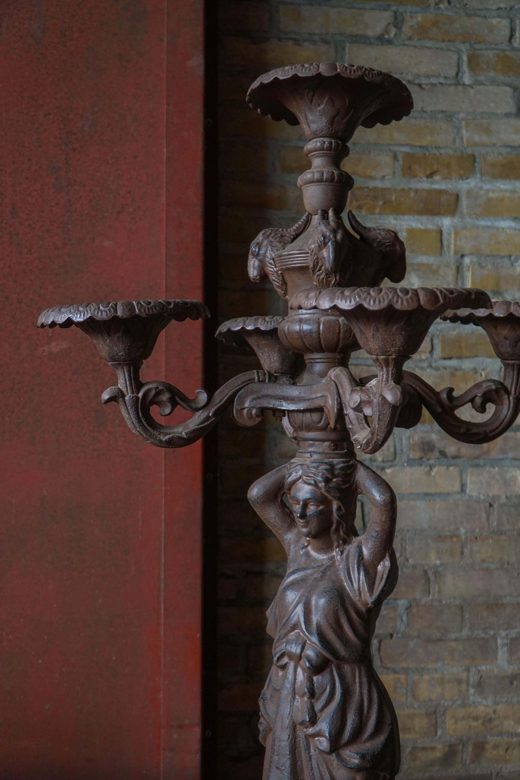 photo buy 19th Century, Cast Iron Outdoor Candelabra Sculpture, Five Holders, France