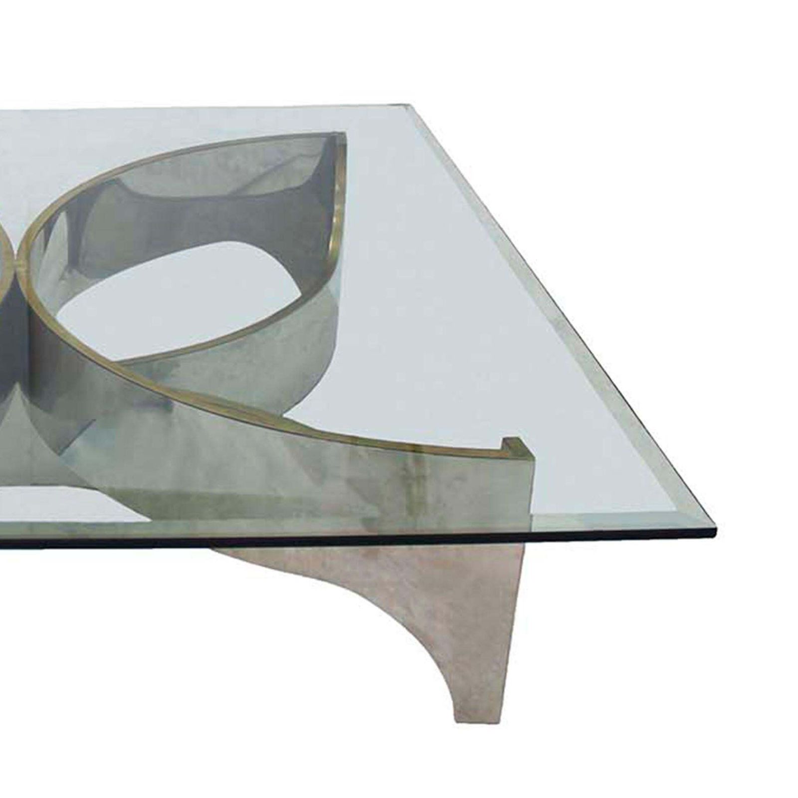 Mid Century Modern Square Center Table, Chrome Metal And Glass Top photo 4375.0