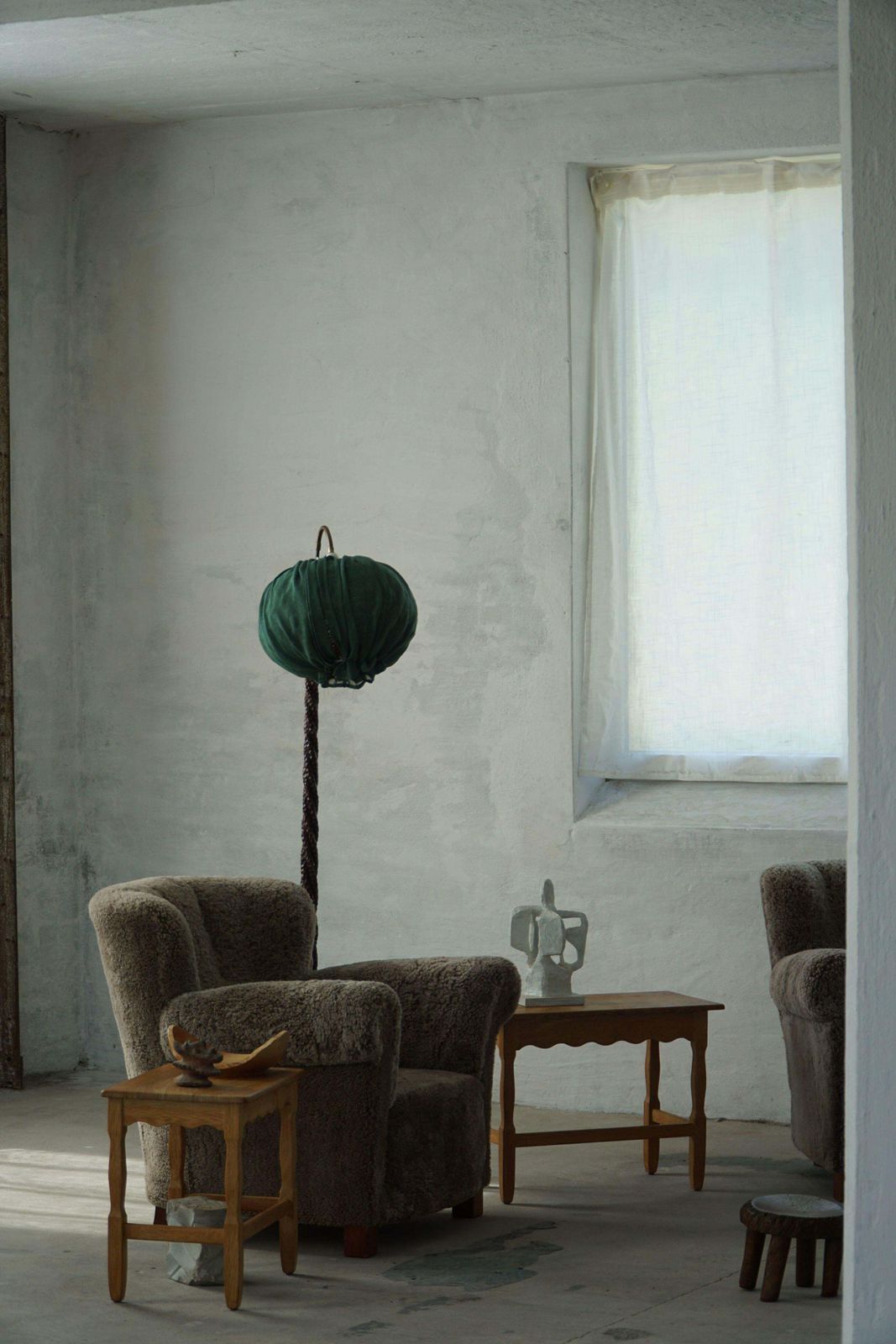 photo vintage Swedish Mid Century Modern Organic Floor Lamp In Burned Wood, Wabi Sabi, 1950s