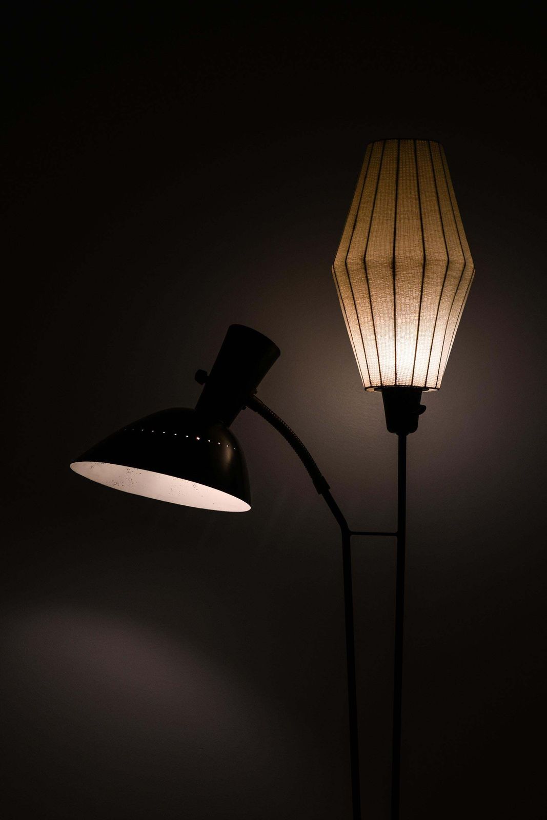 Rare Floor Lamp With Black Lacquered Metal Structure By Hans Bergström, 1950s photo for sale