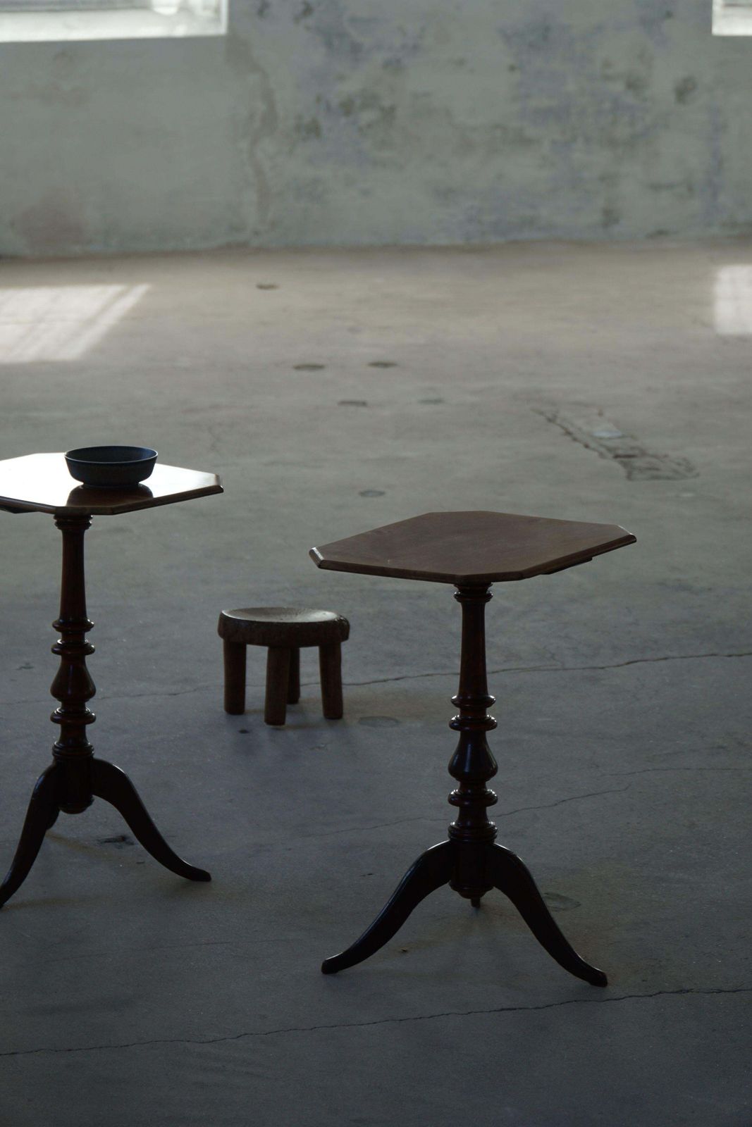 photo furniture Pair Of English Side Tables / Pedestals, Nutwood, Mid Century, 1940s