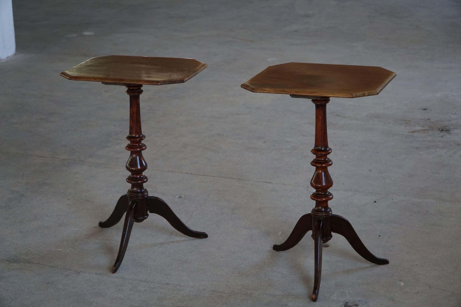 1104.0 Pair Of English Side Tables / Pedestals, Nutwood, Mid Century, 1940s photo
