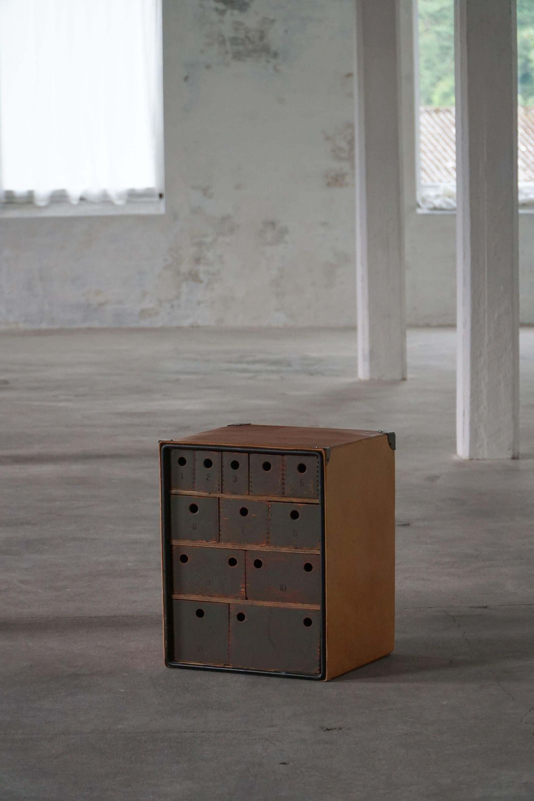 Vintage Military Style Chest In Leather And Wood, Late 20th Century photo Furniture