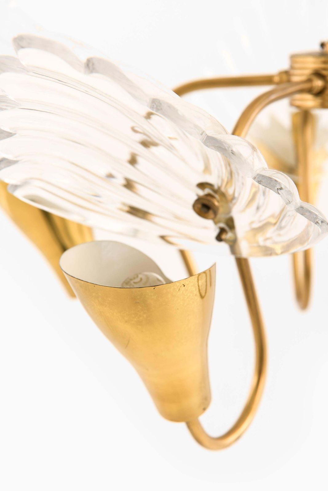 Ceiling Lamp With Five Gracefully Curved Brass Arms By Carl Fagerlund, 1950s photo 5963.0