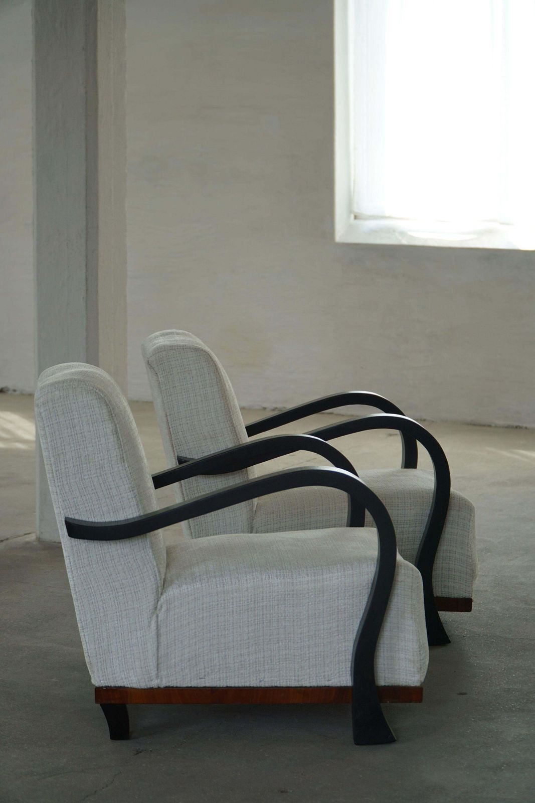 A Pair Of Swedish Art Deco Lounge Chairs With Curved Armrests, 1930s photo 3719.0