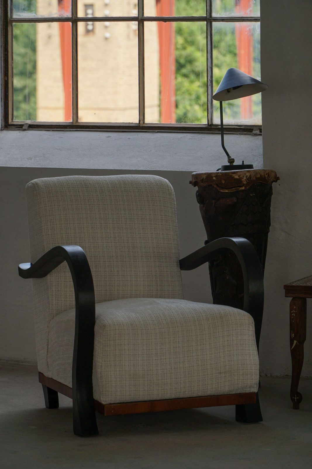 photo for sale A Pair Of Swedish Art Deco Lounge Chairs With Curved Armrests, 1930s