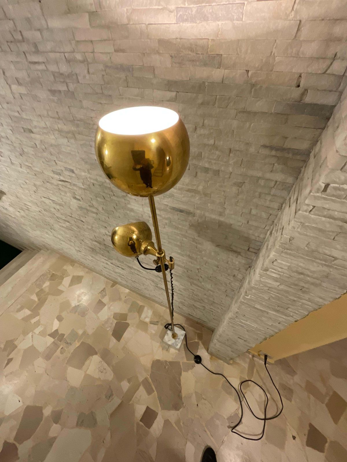 G. Reggiani   Lampada Con 2 Diffusori Di Cui 1 Regolabile In Altezza Italia 1970 photo vinterior