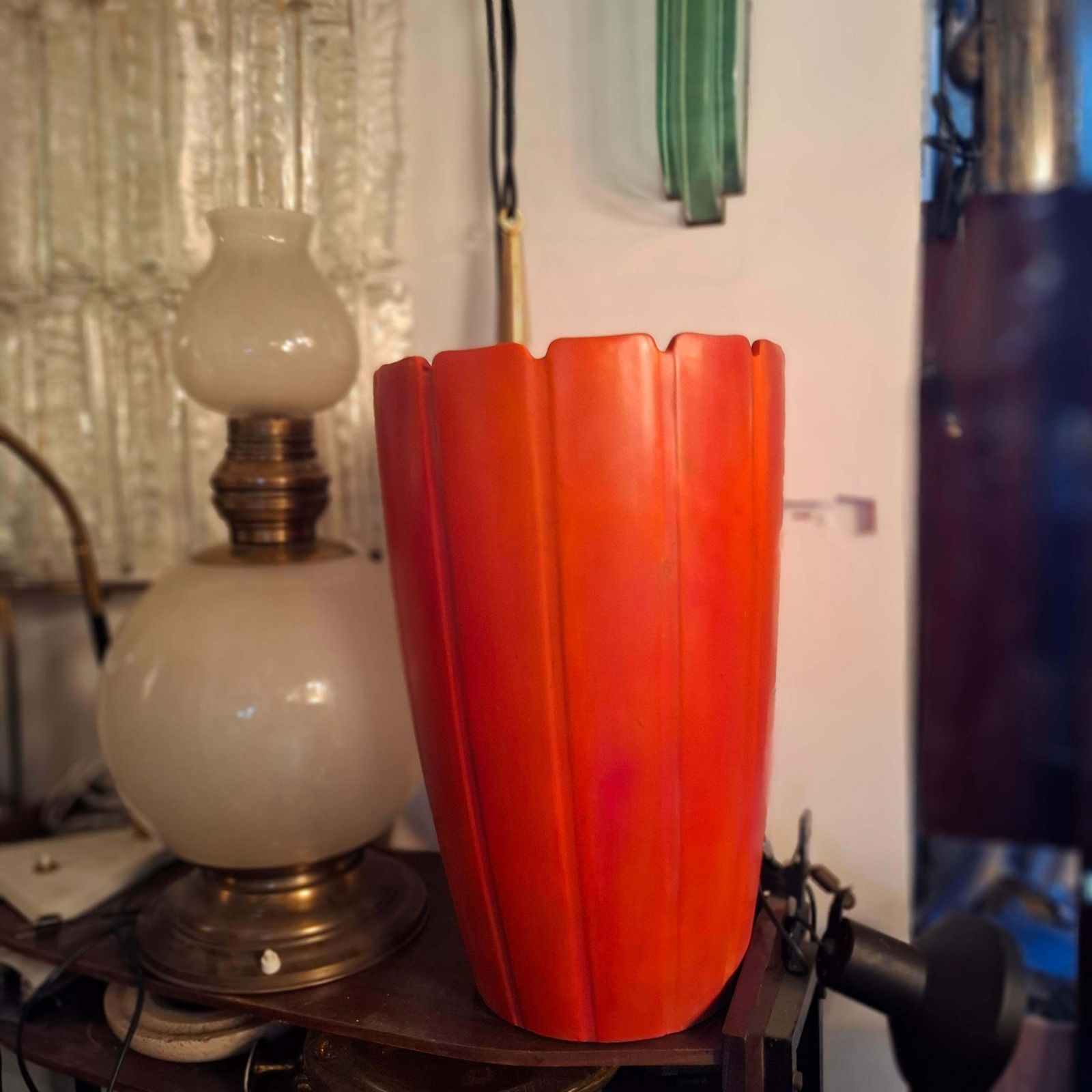 Richard Ginori Giovanni Gariboldi Umbrella Stand Vase Ceramic 1950 Italy photo for sale