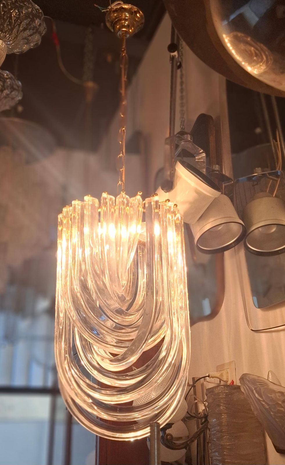 Venini Chandelier Murano Glass Brass 1970 Italy photo furniture